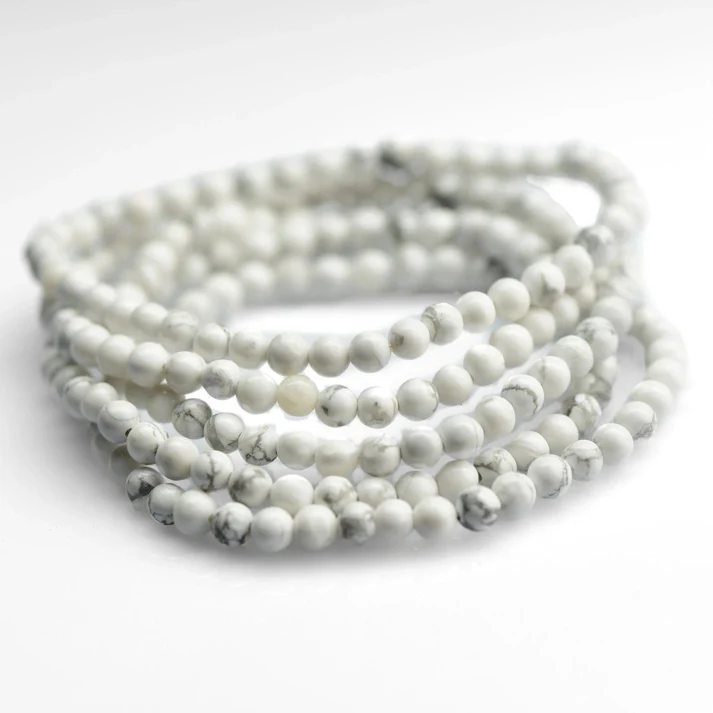 Howlite White - Bead Bracelet - 4mm Howlite White - Bead Bracelet - 4mm